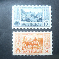 Serie mica Italia 1932 - 50 Ani Garibaldi , 2 valori sarniera