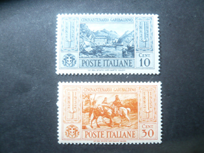 Serie mica Italia 1932 - 50 Ani Garibaldi , 2 valori sarniera