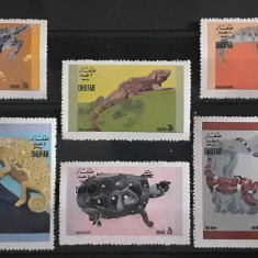 OMAN Dhufar reptile, serpi, broasca testoasa, SERIE 8V. Mnh