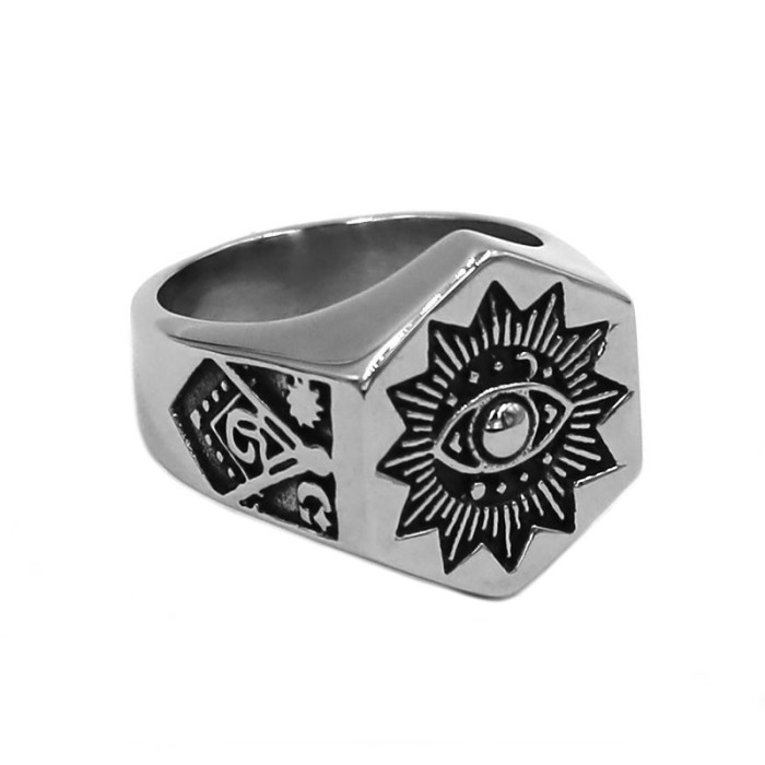Inel Masonic Argintiu - Ochiul Atotvazator - Grad 32