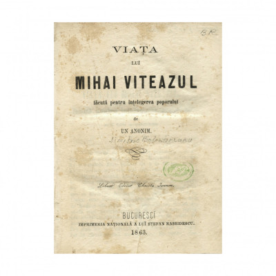 Dimitrie Bolintineanu, Viața lui Mihai Viteazul, 1863 - Piesă rară foto