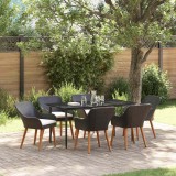 VidaXL Set de Masă și Scaune pentru Grădină 7 Piese Negru Rattan Poly