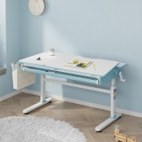 H&ouml;henverstellbarer Kinderschreibtisch Kuosa 120x60 cm Blau/Wei&szlig; [en.casa]