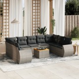 vidaXL Set mobilier de grădină cu perne, 10 piese, gri, poliratan 3225150