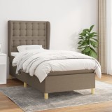 Cumpara ieftin Pat box spring cu saltea, gri taupe, 90x190 cm, textil