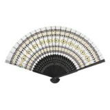 Evantai din Bambus cu Model Ochi, 21 cm, Negru și Alb, CMCLASS
