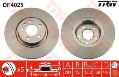 Disc frana ALFA ROMEO 147 (937) (2000 - 2010) TRW DF4025 foto