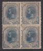 ROMANIA 1900/1906 LP 54 l REGELE CAROL I SPIC DE GRAU FARA FILIGRAN VALOAREA 25 BANI ALBASTRU BLOC DE 4 TIMBRE STARE MNH, Nestampilat