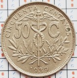 1265 Bolivia 50 centavos 1939 km 182, America Centrala si de Sud