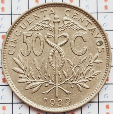 1265 Bolivia 50 centavos 1939 km 182 foto