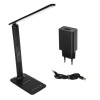 Lampa birou LED cu termometru, acumulator si cablu de date inluse, Negru, Oem