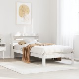 VidaXL Cadru de pat cu tăblie, alb, 75x190 cm, lemn masiv de pin