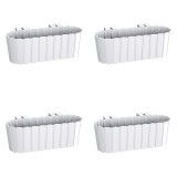 Set 4 jardiniere decorative cu suport de plastic, alb, 4.9 L, 38.3x21.2x13 cm, Boardee Hook