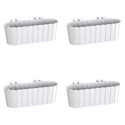 Set 4 jardiniere decorative cu suport de plastic, alb, 4.9 L, 38.3x21.2x13 cm, Boardee Hook foto