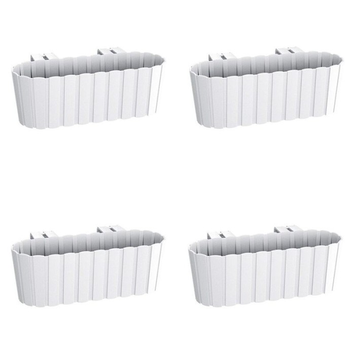 Set 4 jardiniere decorative cu suport de plastic, alb, 4.9 L, 38.3x21.2x13 cm, Boardee Hook