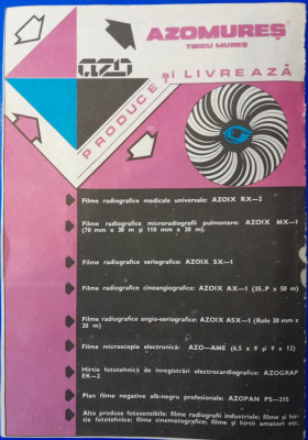 1986 Reclama AZOMURES filme radiografice comunism 24x16 epoca aur medical MURES foto