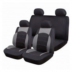 Set Huse Scaune Auto pentru Hyundai Ioniq - RoGroup Sport Line Gri, cu fermoare pentru bancheta rabatabila, 9 bucati foto