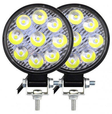 Set 2 Buc Proiector Led 27W 12/24V 6000K Rotund PL 027 foto