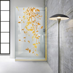 Paravan dus walk-in Aqua Roy Gold, model Dance auriu, sticla 8 mm clara, securizata, anticalcar, 100x195 cm