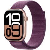Apple Watch 10 GPS, Carcasa Rose Gold Aluminium 46mm, Plum Sport Loop
