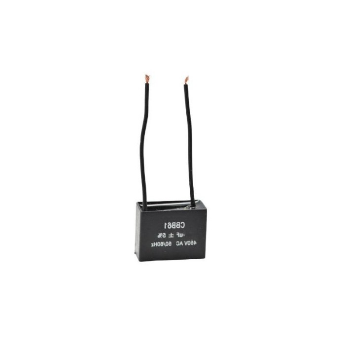 Condensator Pornire Motor cu Fire elSales ELS-CBB61-F200, 2 uf, Tensiune 450 V, Dimensiuni Reduse, Negru