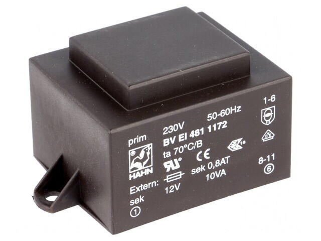Transformator &icirc;ncapsulat 10VA 230V 12V PCB