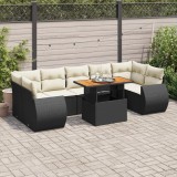 vidaXL Set mobilier de grădină cu perne, 8 piese, negru, poliratan 3327234