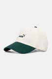 Puma șapcă de baseball din bumbac culoarea bej, cu imprimeu, 25988
