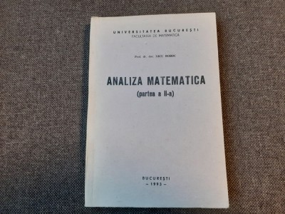 Nicu Boboc - Analiza matematica (partea a II-a) 1993 foto