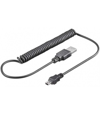 Cablu de date USB A tata- mini USB B tata spiralat 1m Goobay foto