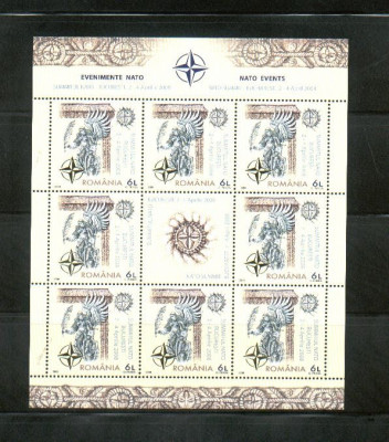 ROMANIA 2008 - SUMMITUL NATO-BUCURESTI - FOLIO AUR, MNH - LP 1798b foto