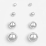 Cercei de Perle Albe cu Margini &ndash; Set de 4 Perechi, CMCLASS
