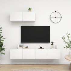 vidaXL Set dulapuri TV, 3 piese, alb, lemn prelucrat