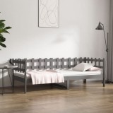 vidaXL Pat de zi, gri, 90x190 cm, lemn masiv de pin 820763