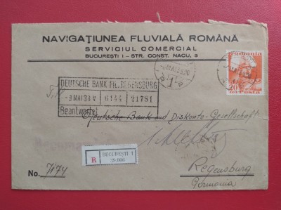 1938 - PLIC RECOMANDAT CIRCULAT IN GERMANIA foto