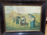 Oleografie italiană pe p&acirc;nză reprezent&acirc;nd pictura &bdquo;Culegătoarele de spice"