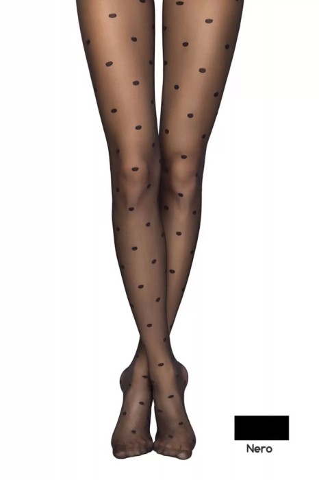 Ciorap subțire cu model picățele, Fantasy Desire - Nero, 4-L Standard