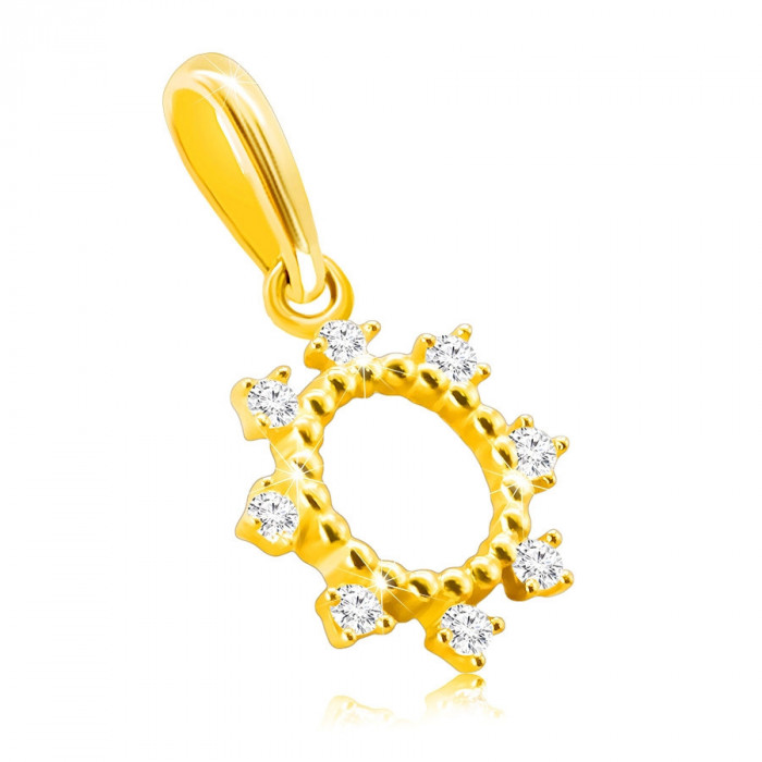 Pandantiv cu diamante din aur galben 585 - inel &icirc;mpodobit cu bile mici, diamante strălucitoare clare