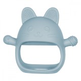 Jucarie pentru dentitie din silicon, appekids, manusa kitty - aqua blue