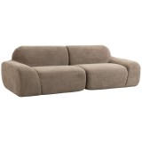 HOMCOM Canapea 3 locuri din chenille 244 cm, canapea modernă pentru living, șezut și cotiere late, arcuri pocket, maro deschis | Aosom Romania