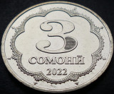 Cumpara ieftin Moneda exotica 3 SOMONI - TADJIKISTAN anul 2022 * cod 3750 = UNC, Asia