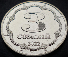 Moneda exotica 3 SOMONI - TADJIKISTAN anul 2022 * cod 3750 = UNC foto