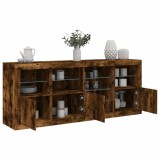 VidaXL Servantă cu lumini LED, stejar fumuriu, 164x37x67 cm