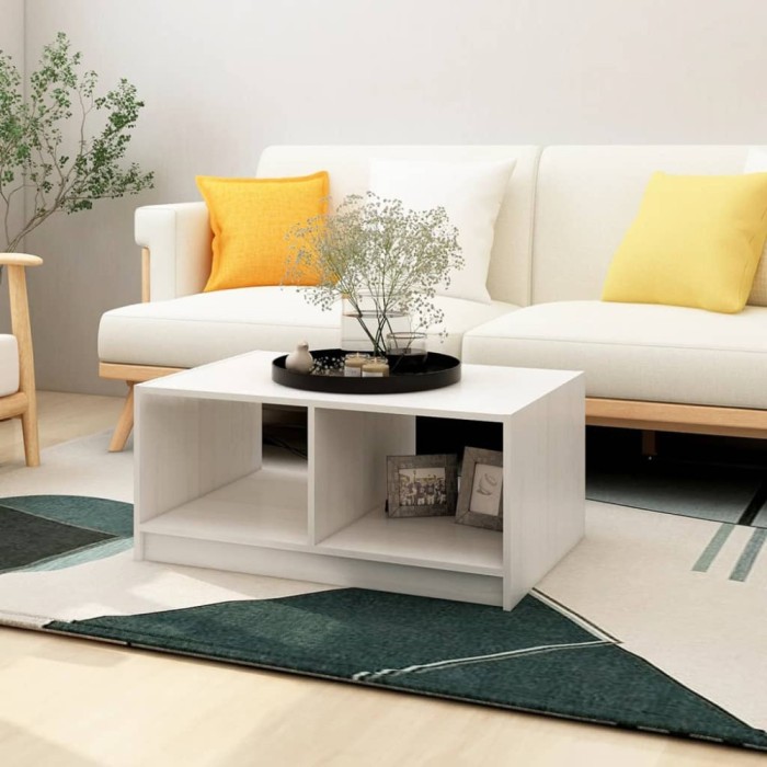 vidaXL Măsuță de cafea, alb, 75x50x33,5 cm, lemn masiv de pin 809907