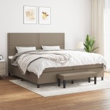 Cumpara ieftin Pat box spring cu saltea, gri taupe, 200x200 cm, textil