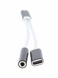 Adaptor USB-C tata - jack 3.5mm mama si USB-C mama 13cm Well