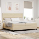 vidaXL Pat cu arcuri cu saltea cu headboard Crem 200 x 200 cm țesătură 3339341