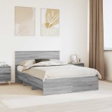 vidaXL Cadru de pat cu headboard Gri Sonoma 140 x 200 cm Lemn compozit 3408856