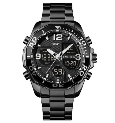 Skmei Ceas de mana barbatesc Dual Time Quartz Digital Otel inoxidabil foto