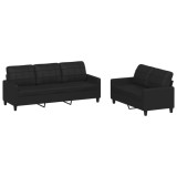 Cumpara ieftin Set de canapele cu perne, 2 piese, negru, piele ecologica